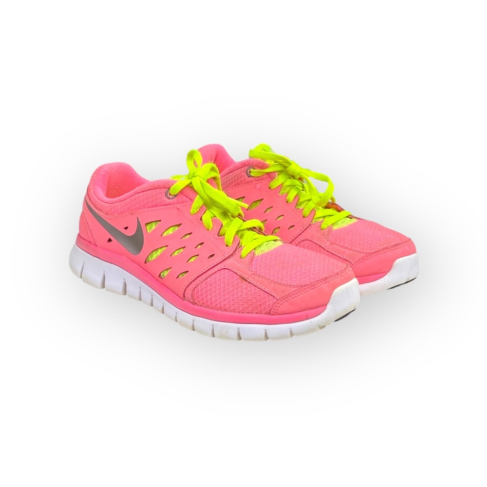 Nike ✔︎ Flex Run GS Running Shoes Sneakers ✔︎ Pink + Yellow ✔︎ 38 8M 6.5Y - Picture 9 of 16